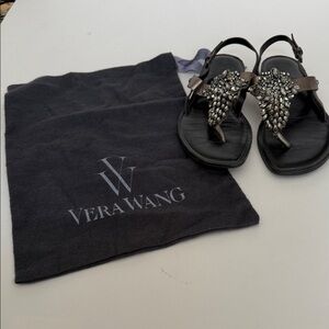 Vera Wang Gray metallic Jeweled Sandals